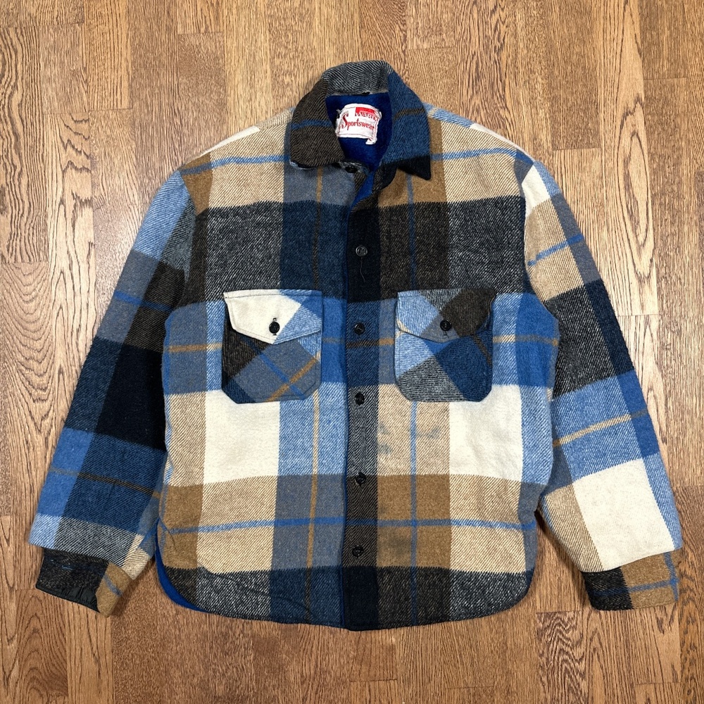 Vintage 60s 70s Montgomery Ward Sportswear Deep Pile Sherpa Lined Shacket Mens M